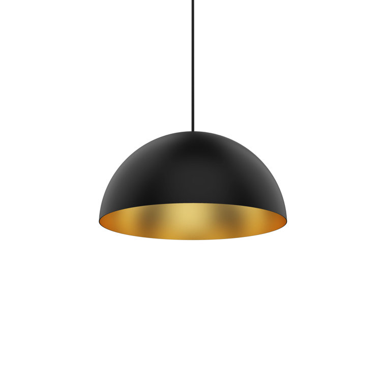 16" Black and Gold Aluminum Dome Pendant Light