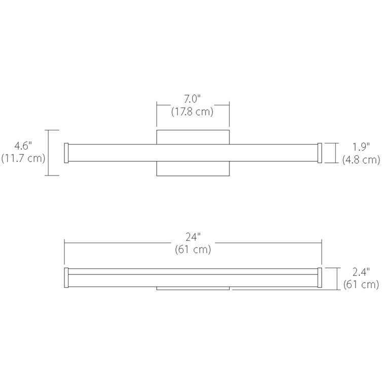 Satin Nickel 24" LED Vanity Light with Metal Trim