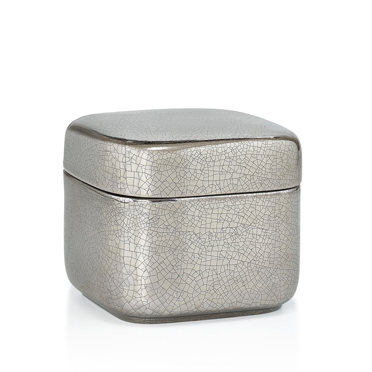 Silver Crackle Ceramic Freestanding Bathroom Storage Container