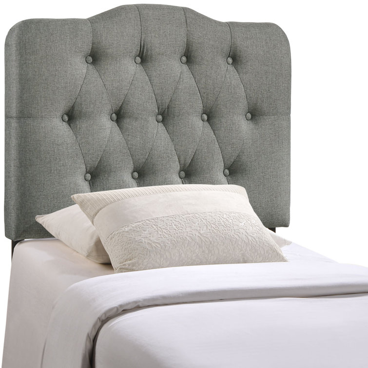 Gray Tufted Linen Upholstered Twin Headboard