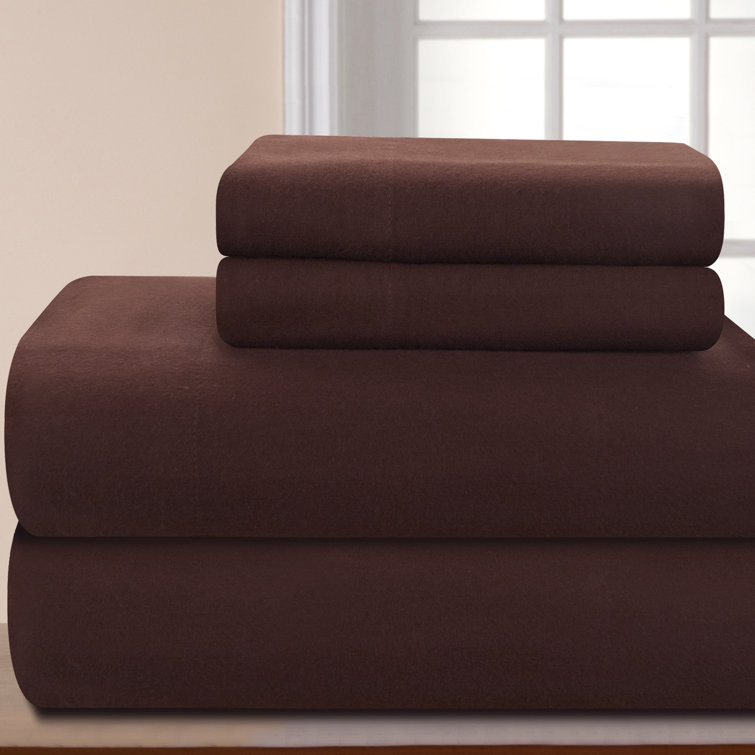 Twin Chocolate Cotton Flannel Sheet Set