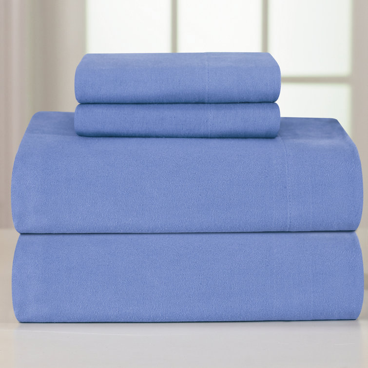 Twin XL Dusty Blue Heavy Weight Cotton Flannel Sheet Set