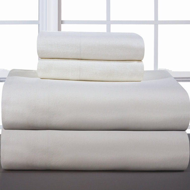 Ivory Heavyweight Cotton Flannel Full Sheet Set