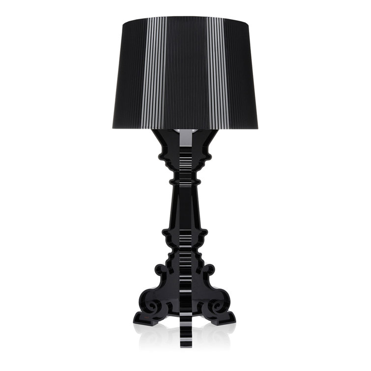 Adjustable Bourgie Outdoor Table Lamp in Matte Black with Pleated Shade