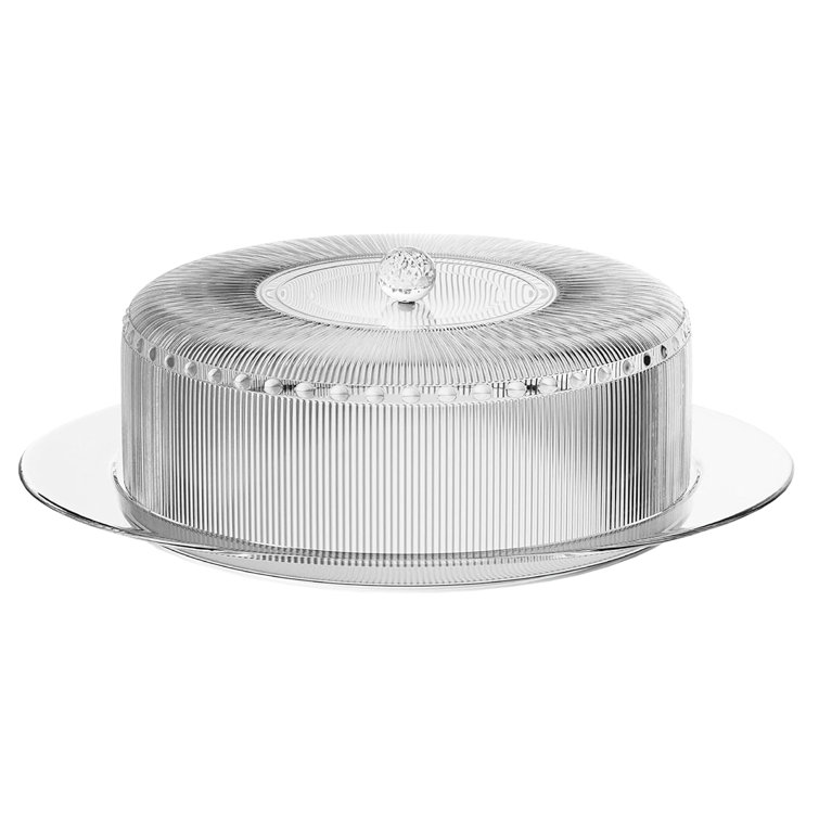 Clear Ribbed Acrylic Cake Stand with Dome Cover