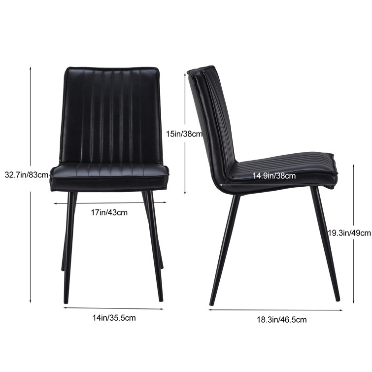 Black Faux Leather Upholstered Dining Side Chairs with Metal Legs, Set of 4