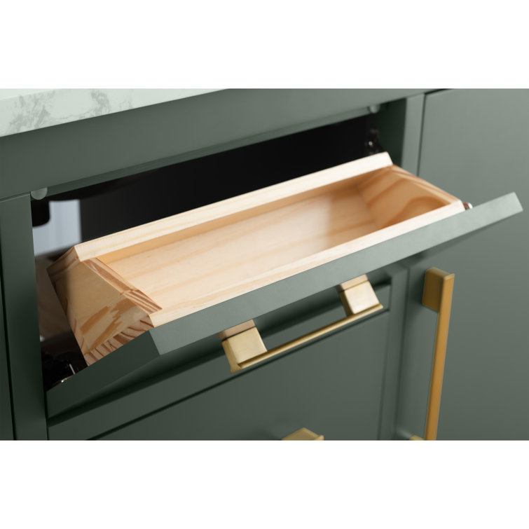 48'' Vintage Green Single Bathroom Vanity with Marble Top