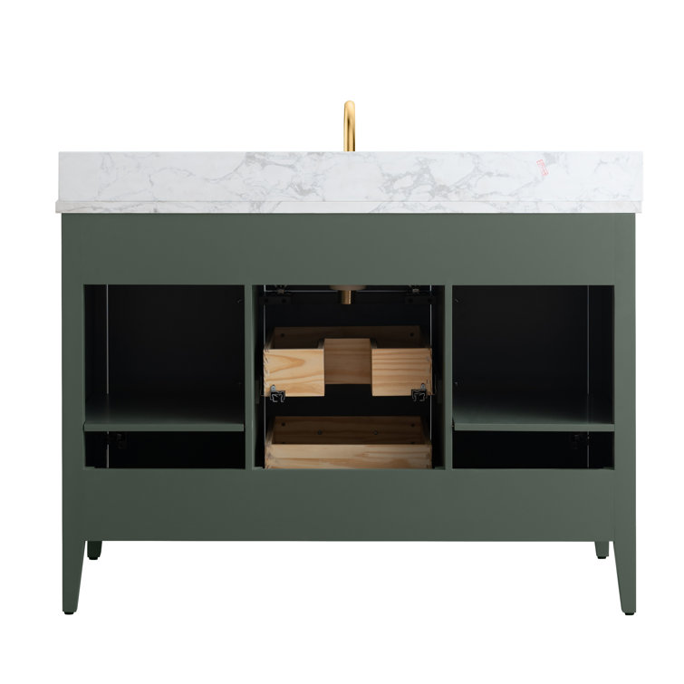 48'' Vintage Green Single Bathroom Vanity with Marble Top