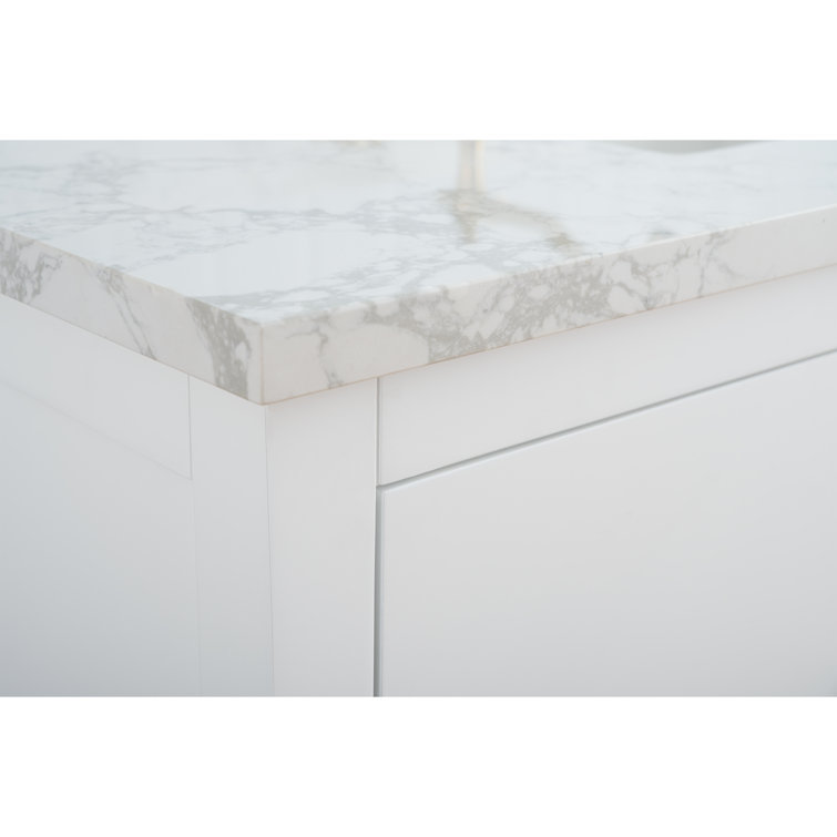 White 48'' Single Bathroom Vanity with Engineered Marble Top