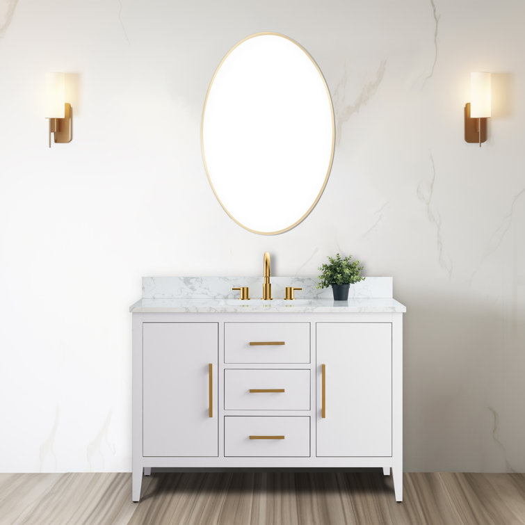 White 48'' Single Bathroom Vanity with Engineered Marble Top