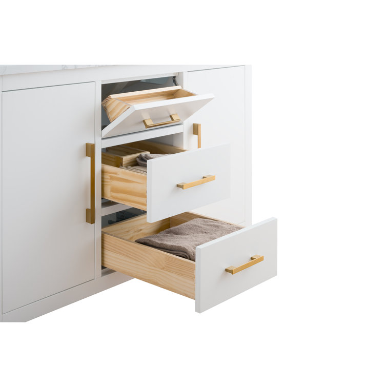 White 48'' Single Bathroom Vanity with Engineered Marble Top