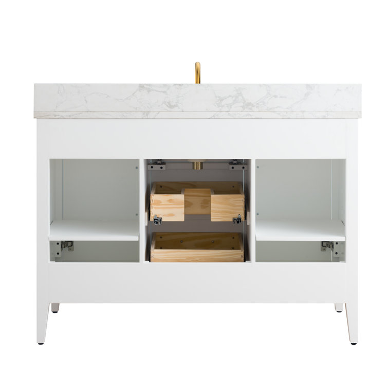 White 48'' Single Bathroom Vanity with Engineered Marble Top