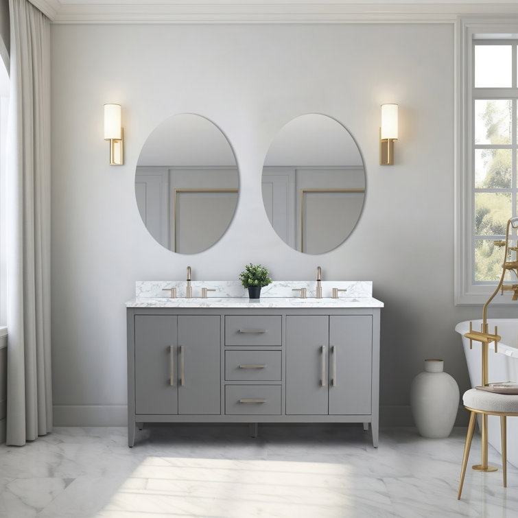 Cashmere Gray 60" Double Sink Bathroom Vanity with Marble Top
