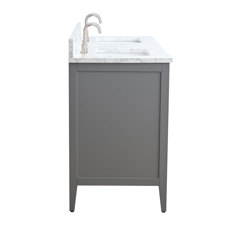 Cashmere Gray 60" Double Sink Bathroom Vanity with Marble Top