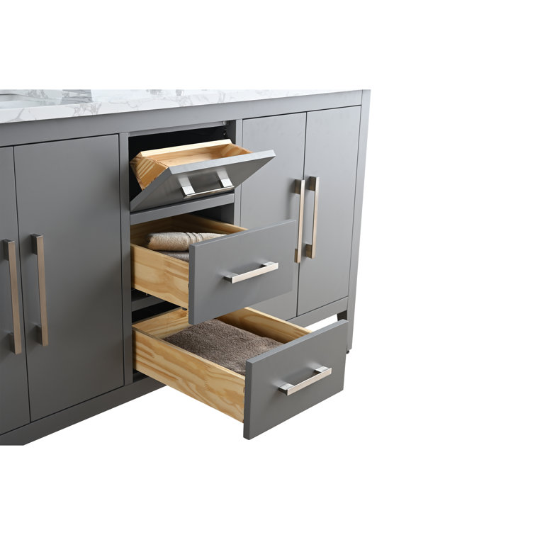 Cashmere Gray 60" Double Sink Bathroom Vanity with Marble Top