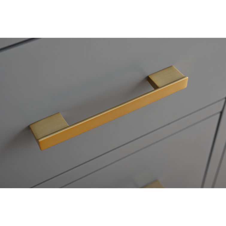 60" Cashmere Gray Double Sink Vanity with Gold Hardware and Marble Top