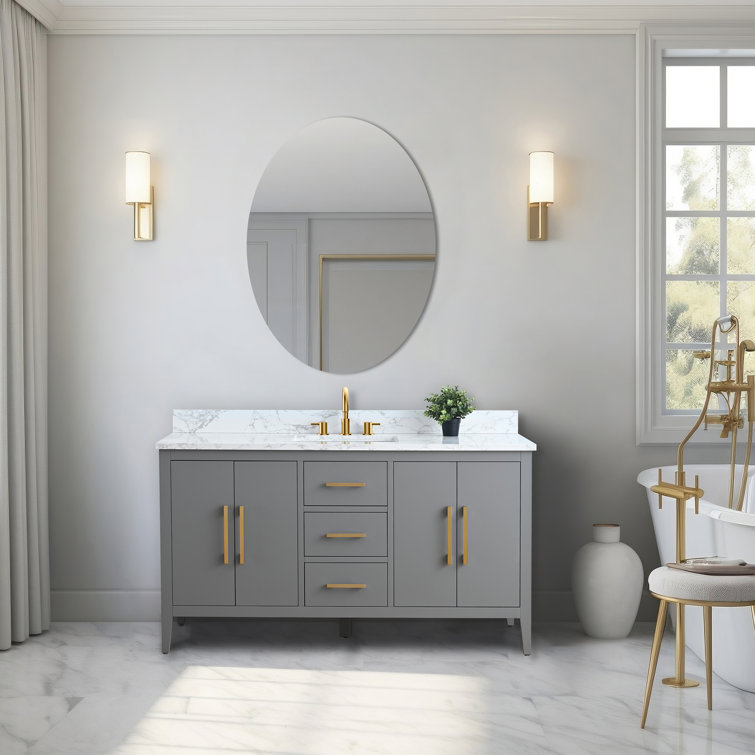 60'' Cashmere Gray Single Bathroom Vanity with Golden Hardware