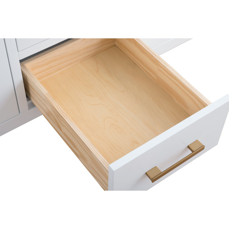 60'' White MDF Single Sink Bathroom Vanity with Engineered Marble Top