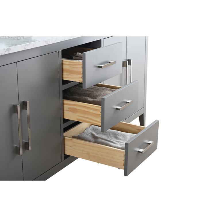 72'' Cashmere Gray Double Bathroom Vanity with Marble Top