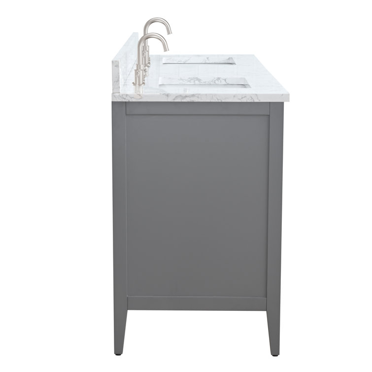 72'' Cashmere Gray Double Bathroom Vanity with Marble Top