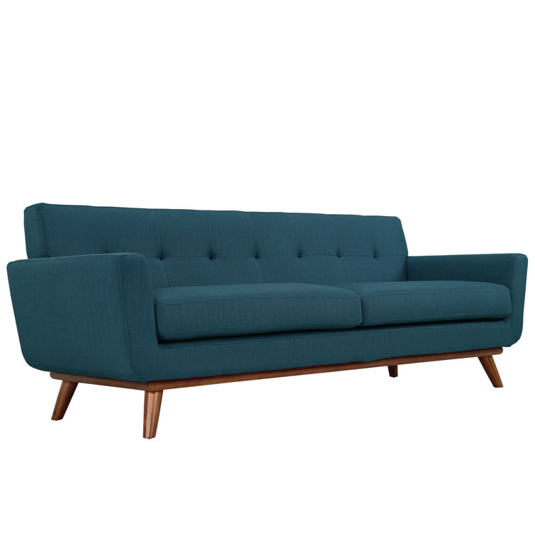 Azure Tufted Fabric Sofa with Removable Cushions