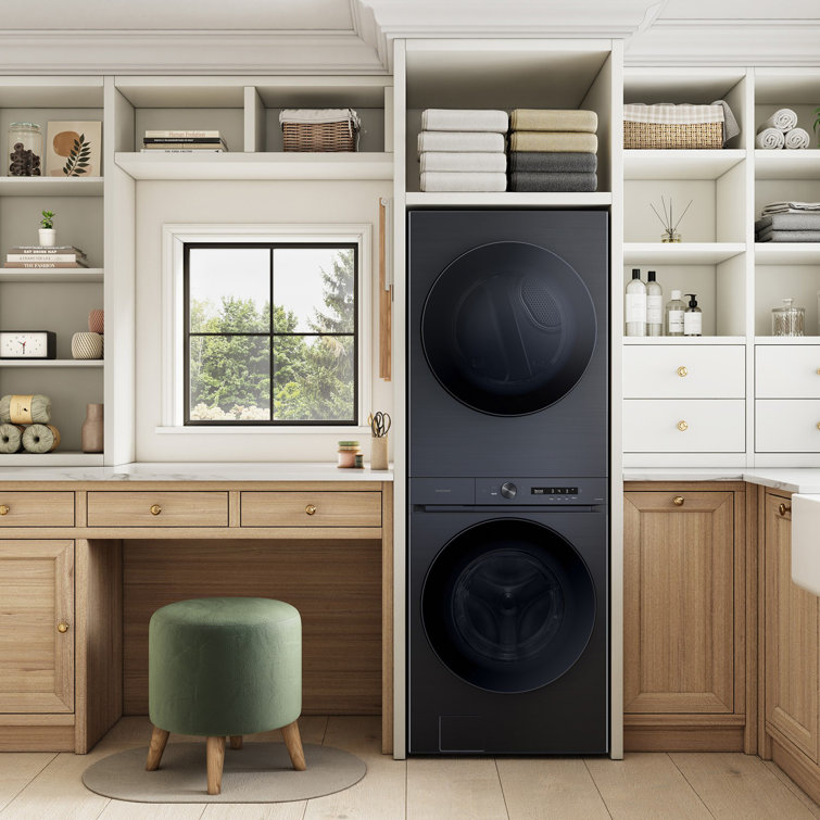 Brushed Black Stainless Steel Smart Gas Washer and Dryer Set