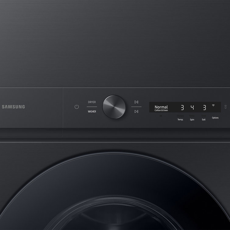 Brushed Black Stainless Steel Smart Gas Washer and Dryer Set