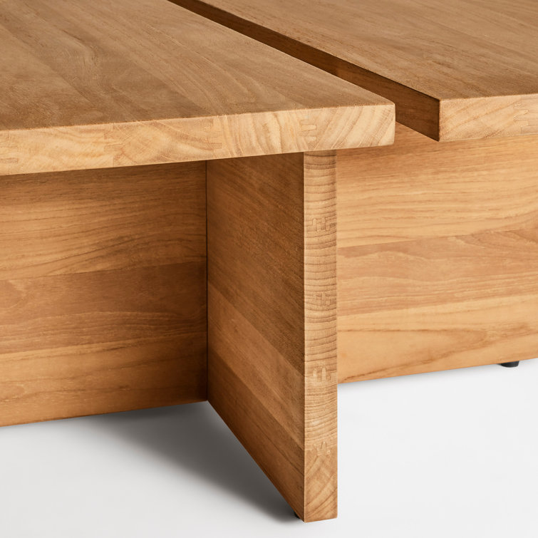 Nowthen Solid Teak Outdoor Coffee Table with Slats