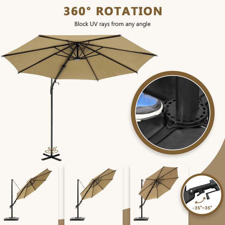 Vienna 10ft Brown Polyester Cantilever Umbrella with Steel Pole