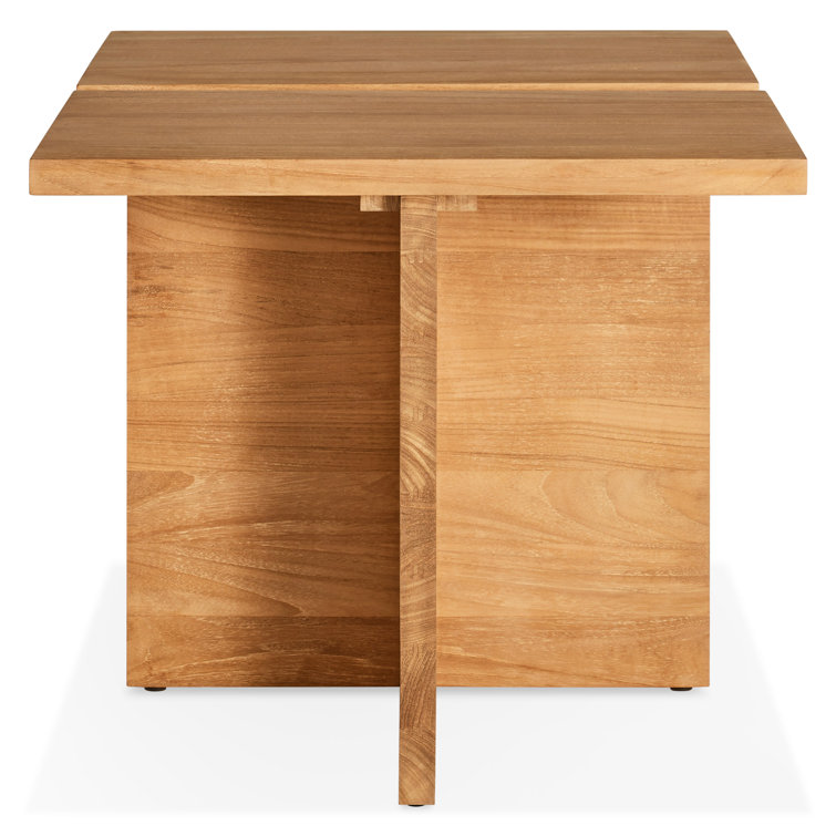 Teak Wood Outdoor Side Table with Slatted Top