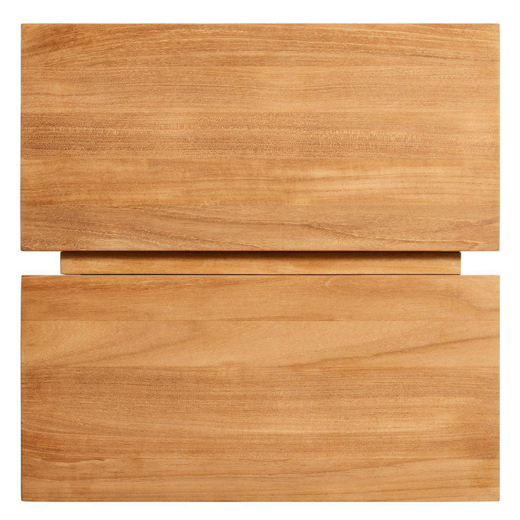 Teak Wood Outdoor Side Table with Slatted Top