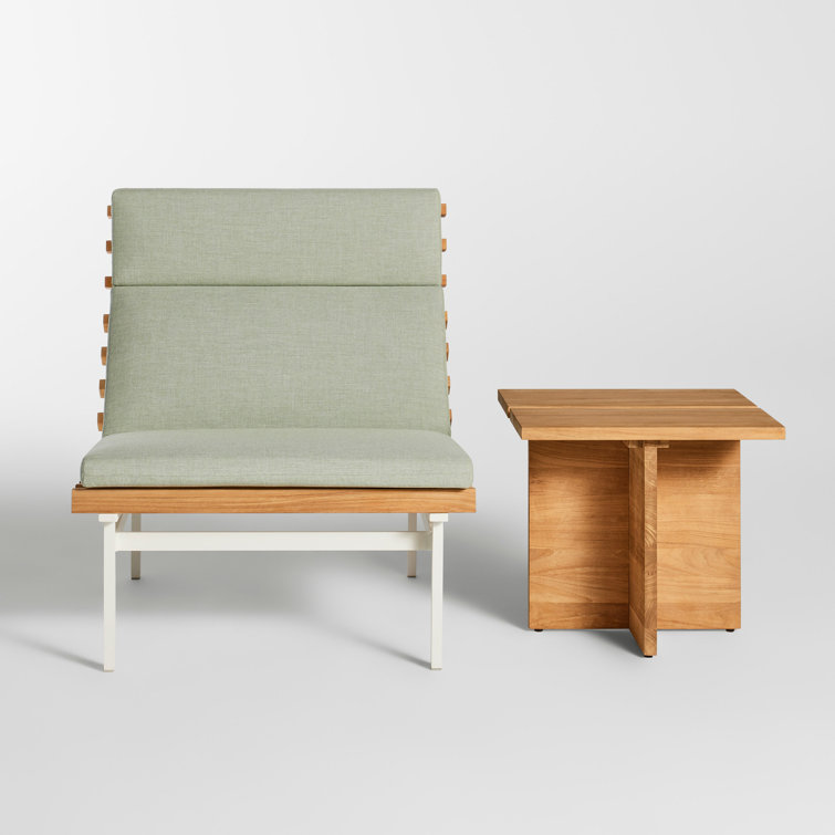 Teak Wood Outdoor Side Table with Slatted Top