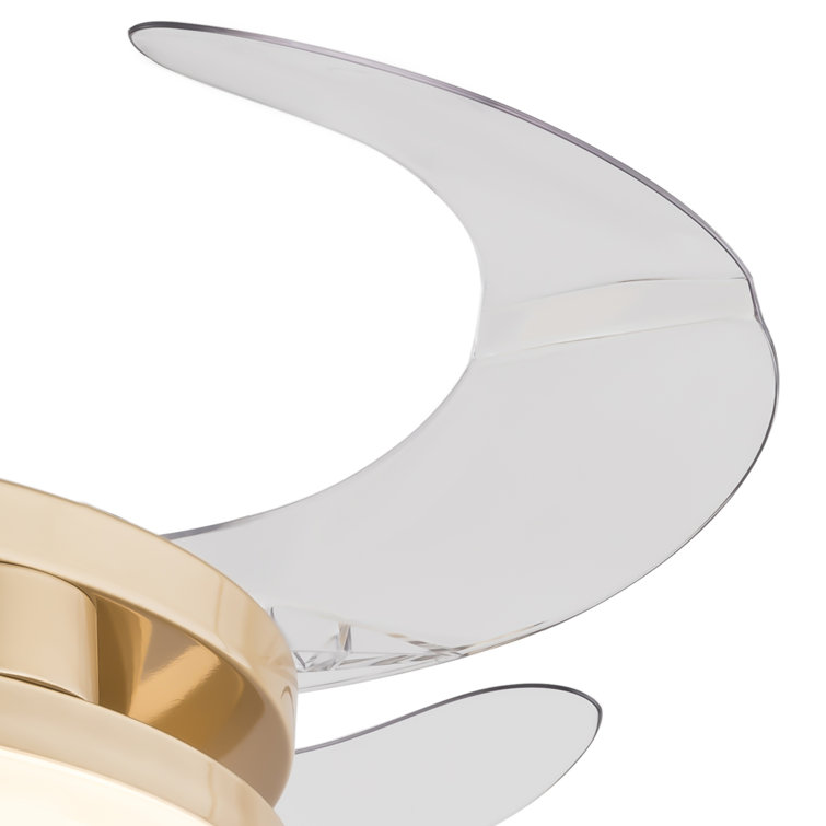 Gold Retractable LED Ceiling Fan Chandelier with Remote Control