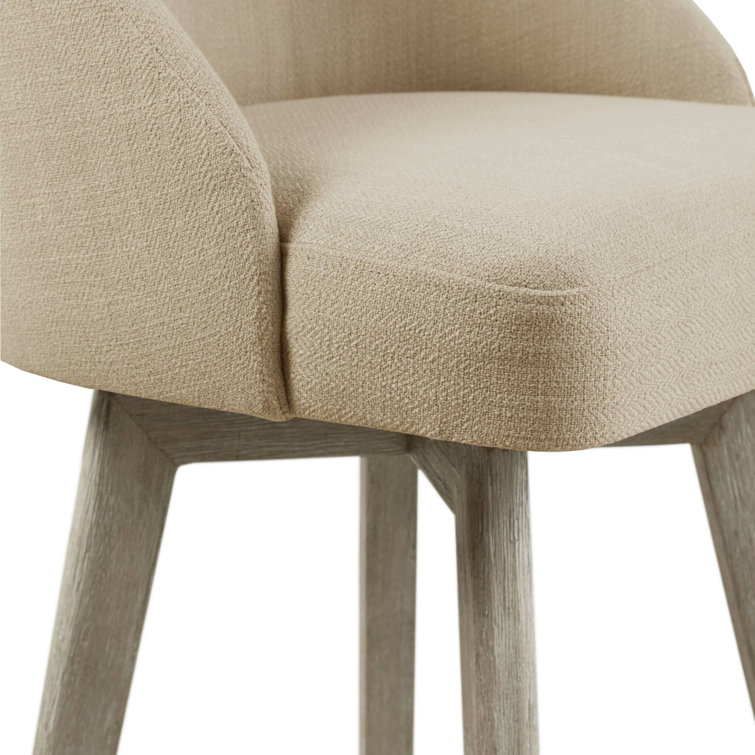 Elegant Reclaimed Grey Swivel Counter Stool with Metal Ring Footrest