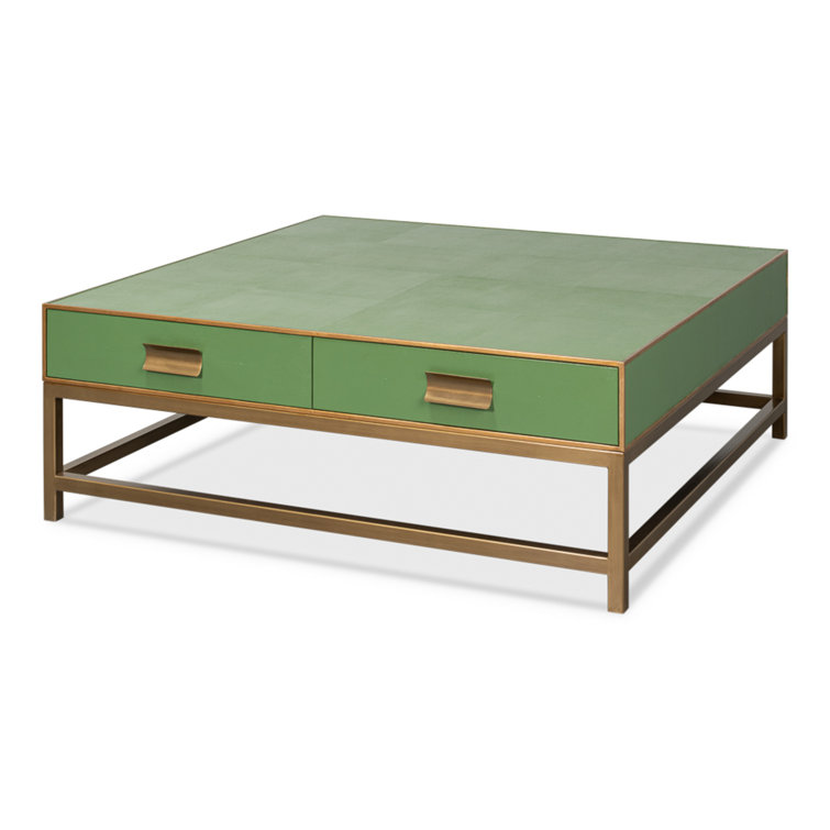 Gideon Green and Gold Square Wood Coffee Table
