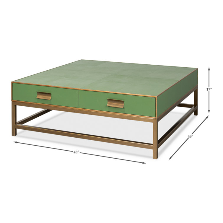 Gideon Green and Gold Square Wood Coffee Table