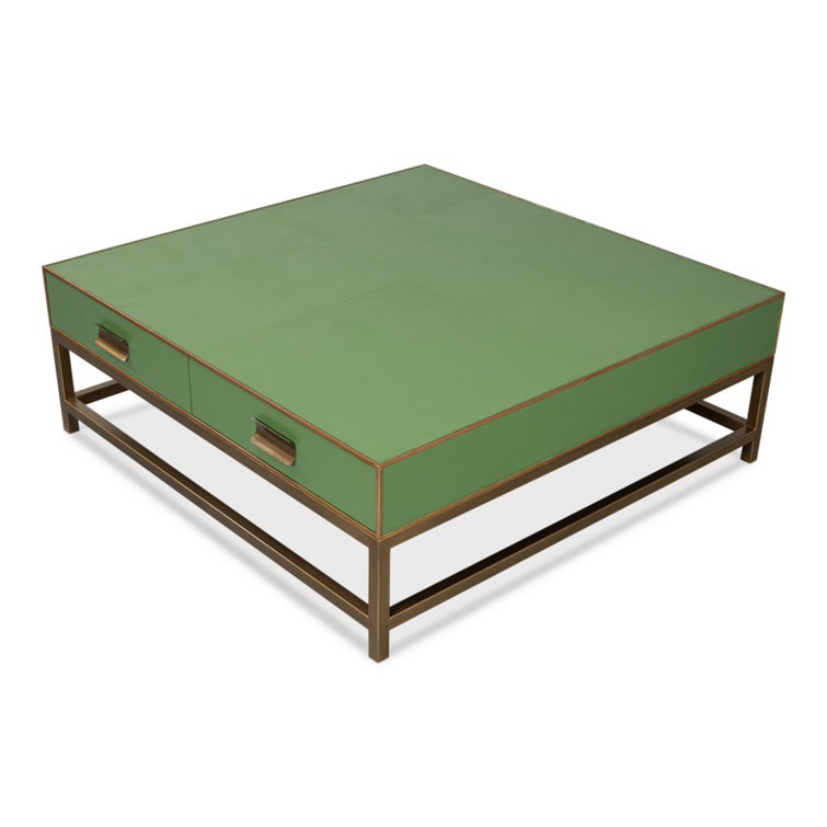 Gideon Green and Gold Square Wood Coffee Table
