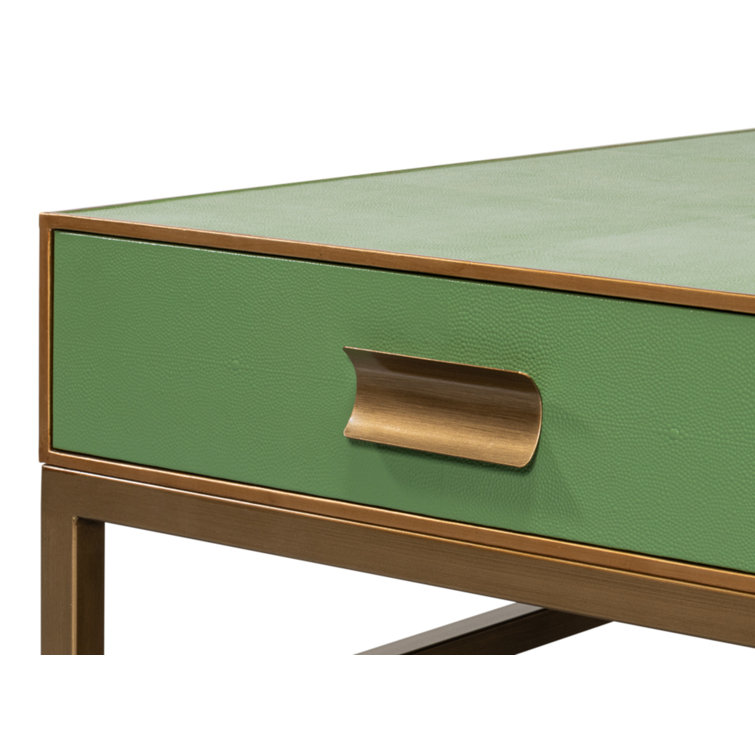 Gideon Green and Gold Square Wood Coffee Table