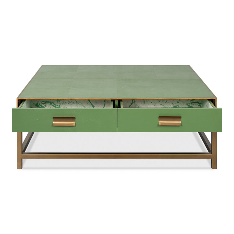 Gideon Green and Gold Square Wood Coffee Table