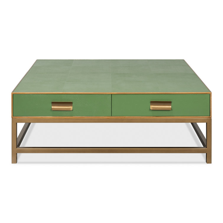 Gideon Green and Gold Square Wood Coffee Table