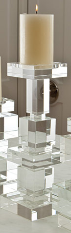 Elegant 18.25'' Polished Crystal Pillar Candle Holder