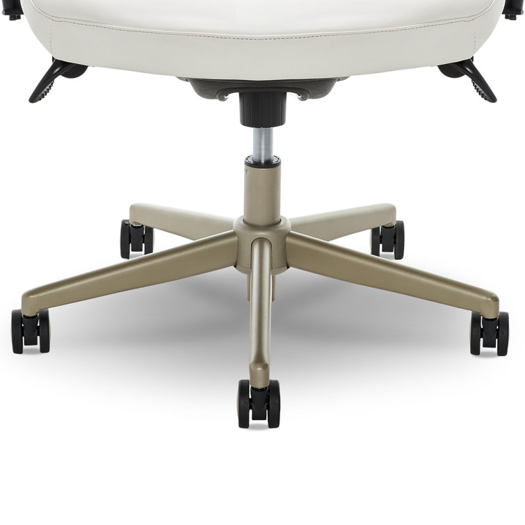 Modern Baylor Bonded Leather Swivel Executive Chair with Lumbar Support - White