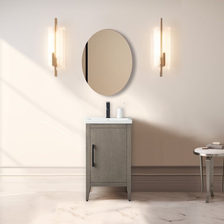 White and Matte Black Single Bathroom Vanity with Ceramic Top