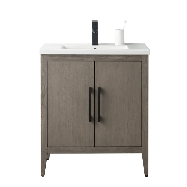 30" Vintage Green Single Sink Bathroom Vanity with Ceramic Top