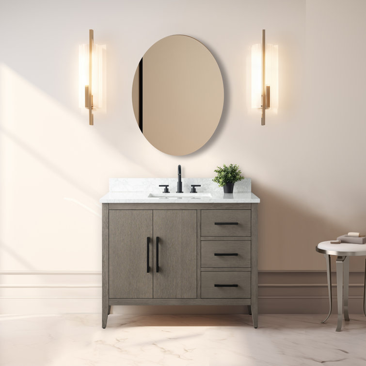 Cashmere Gray 42" Freestanding Bathroom Vanity with Engineered Marble Top