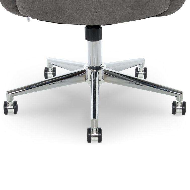 Gray Fabric Swivel Home Office Chair with Chrome Accents