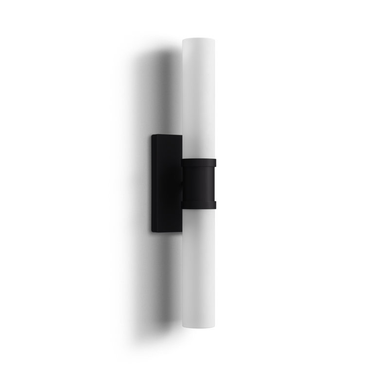 Midnight Black Steel Dimmable Vanity Light with Glass Shade