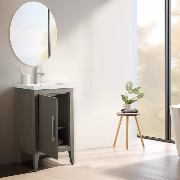 20-Inch Driftwood Gray Single Bathroom Vanity with Brushed Nickel Hardware