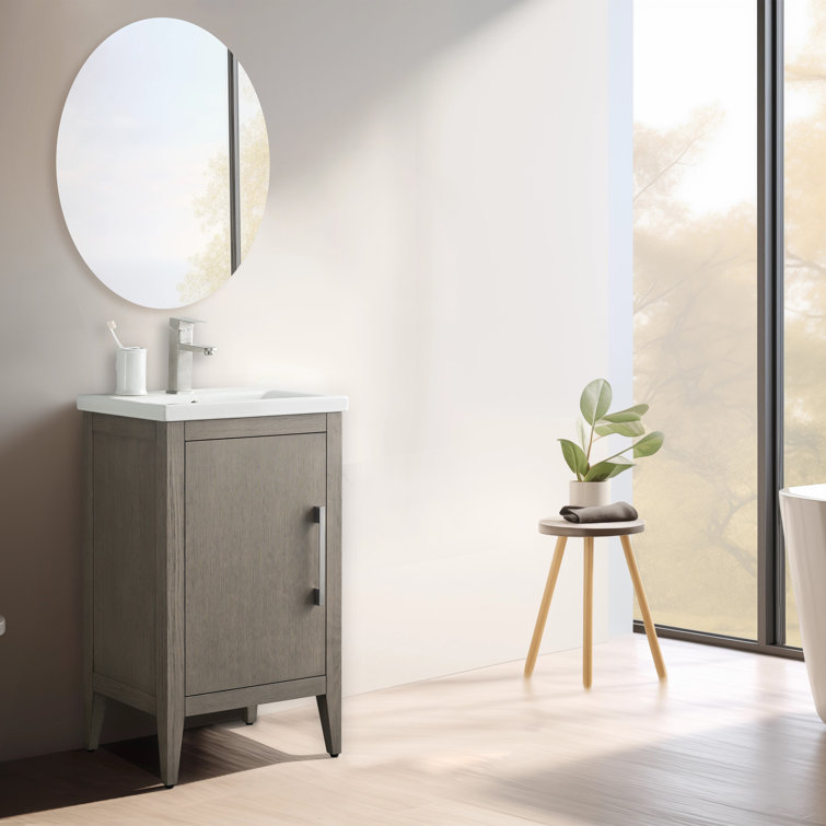 20-Inch Driftwood Gray Single Bathroom Vanity with Brushed Nickel Hardware