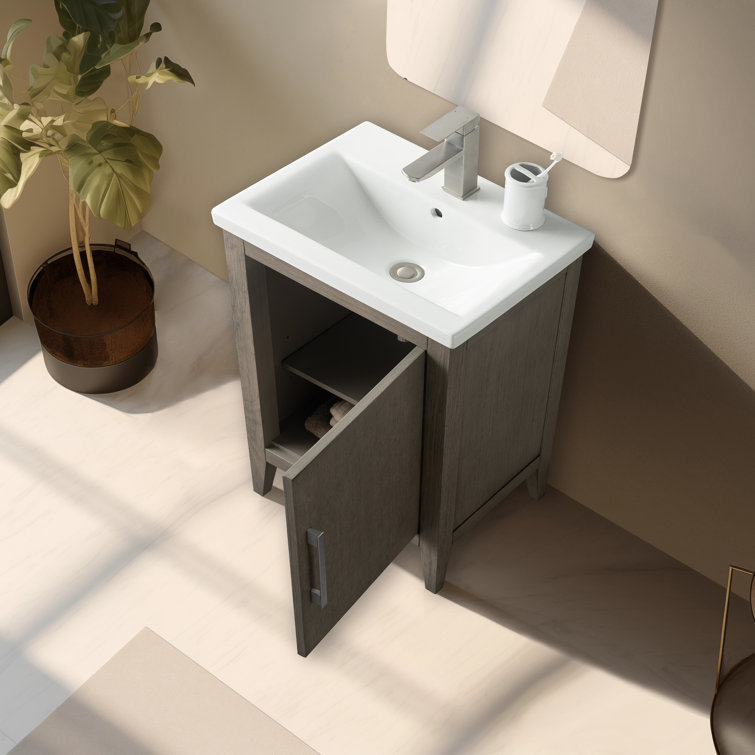 20-Inch Driftwood Gray Single Bathroom Vanity with Brushed Nickel Hardware